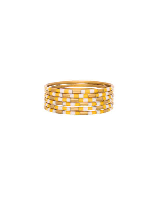 Veda Bangles - Set of 6 - Yellow/White