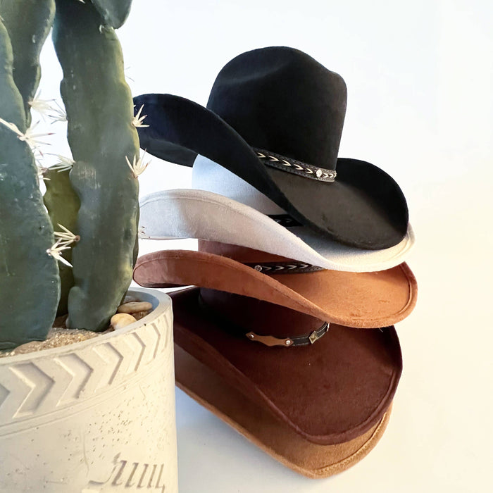 Vegan Suede Western Hat
