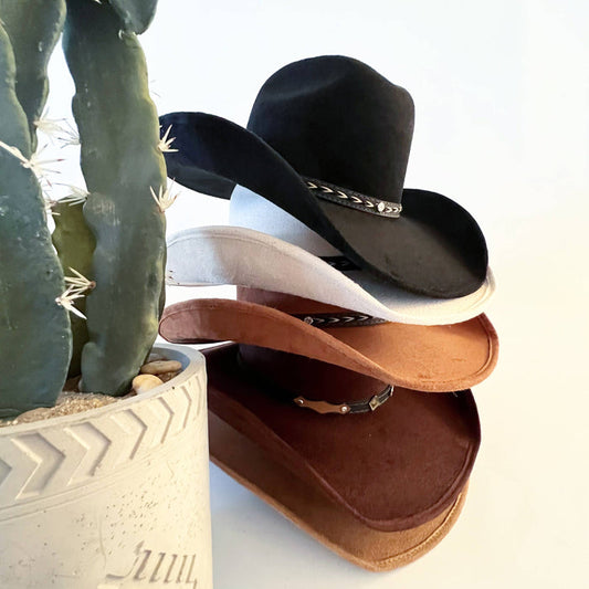 Vegan Suede Western Hat
