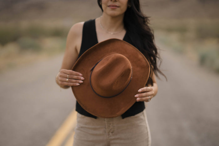 Vegan Suede Western Hat