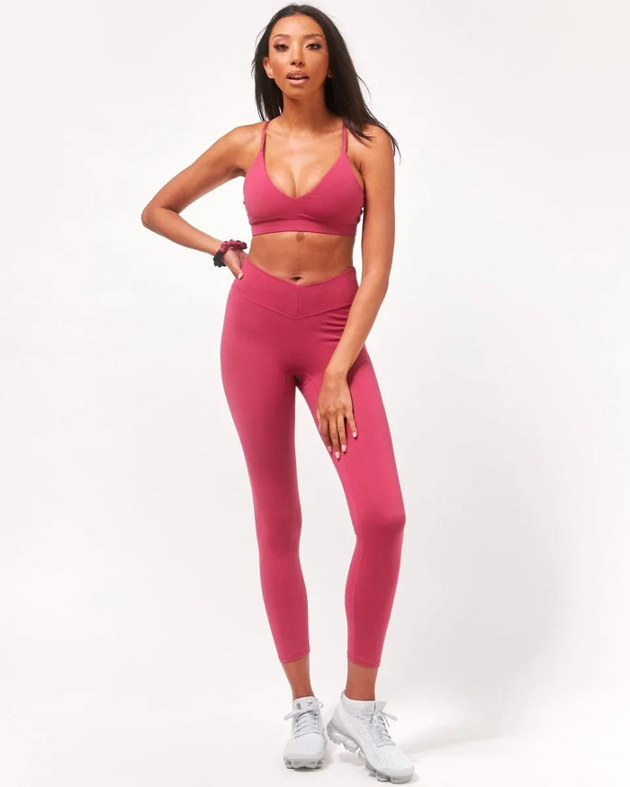 Vendetta 7/8 Breathable Workout Leggings with High-Waisted V Waistband - 26" Inseam - Allen-Fitness