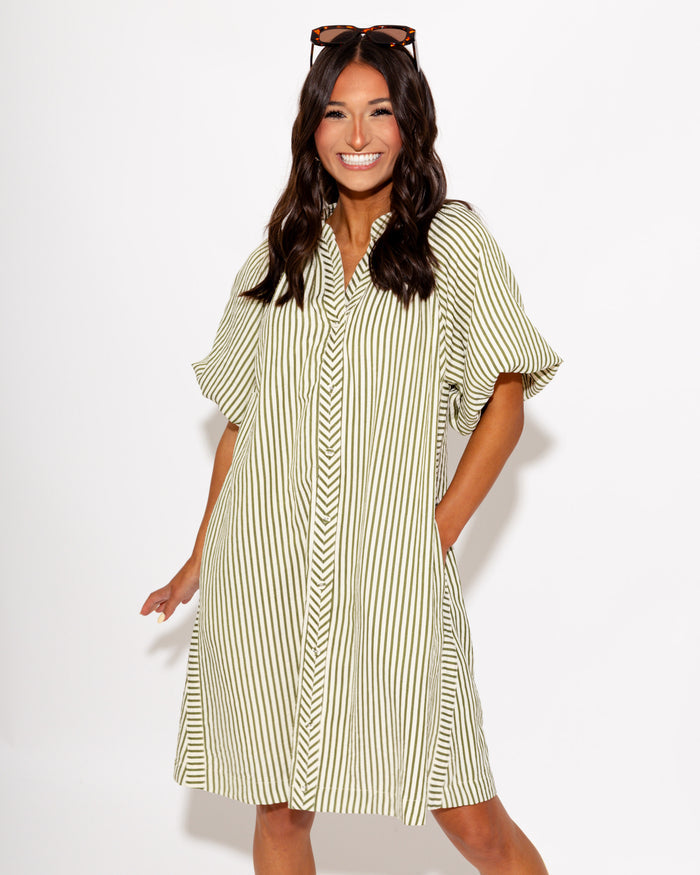 Vertical Stripe Shift Dress
