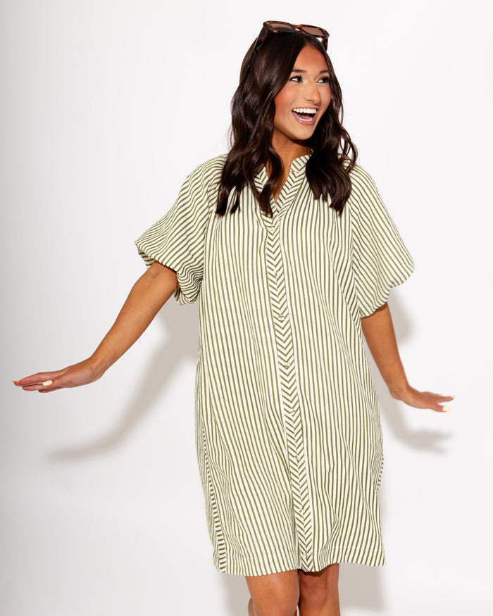 Vertical Stripe Shift Dress