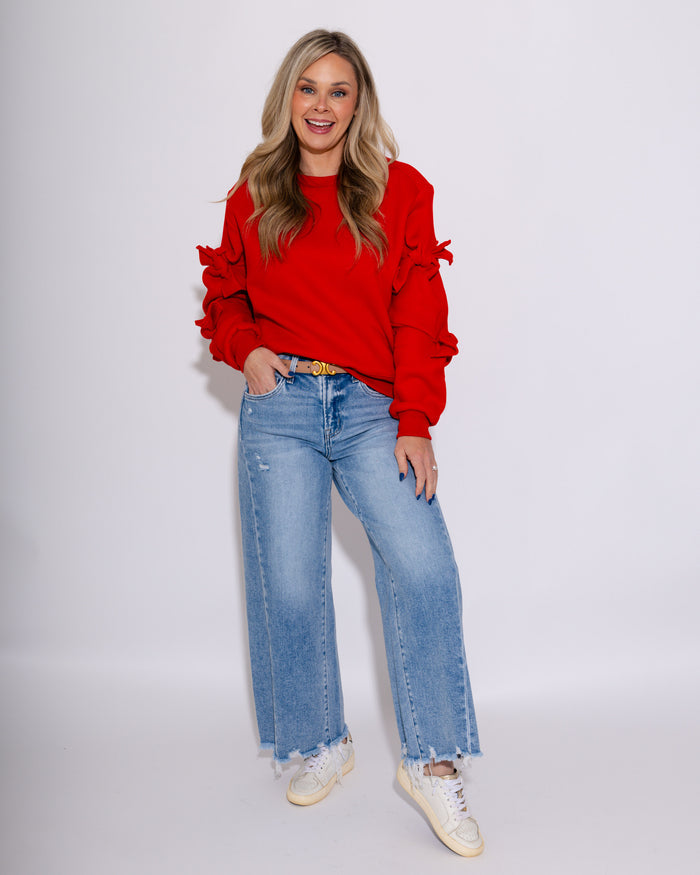 Vervet | High Rise Side Panel Crop Wide Jeans
