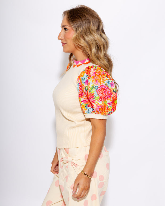 Vibrant Floral Puff Sleeve Top