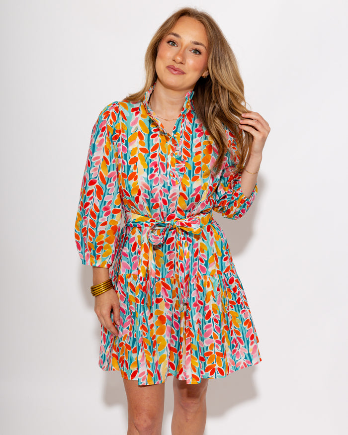 Vibrant Floral Trails Mini Dress