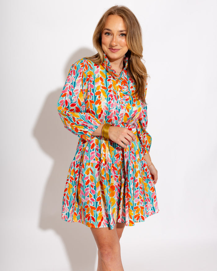 Vibrant Floral Trails Mini Dress