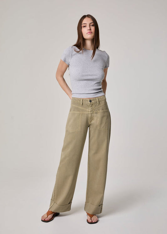 Edyson - Vincent High Rise Roll Up Raw Hem - Moss -