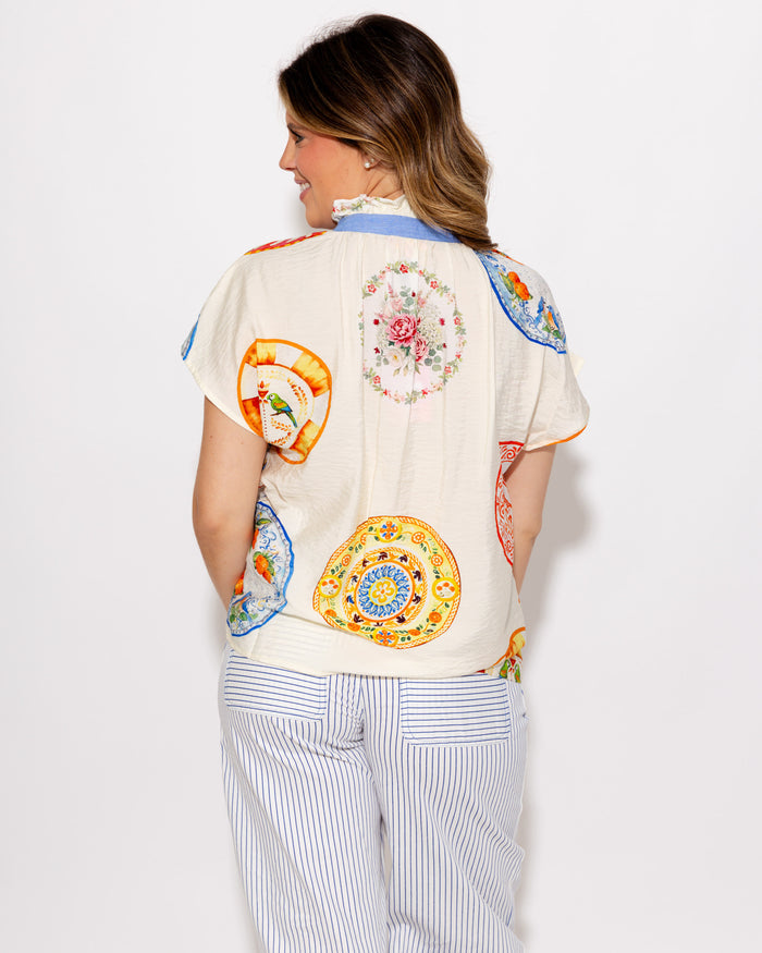Vintage Charm Flutter Sleeve Top