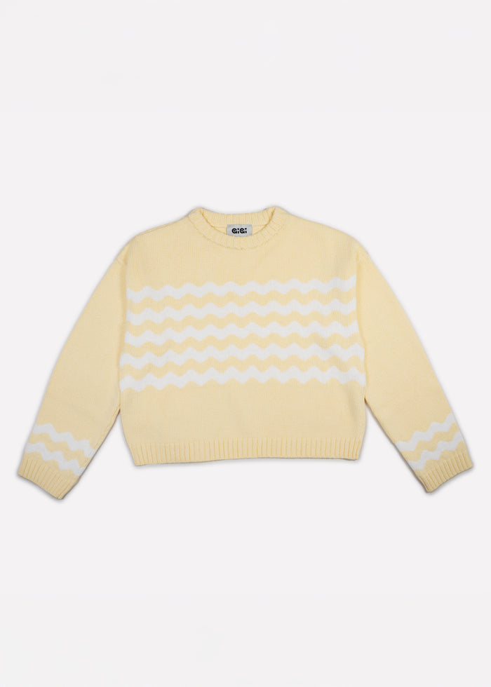 Gigi Knitwear - Wavy Stripe Sweater - Light Yellow & White -