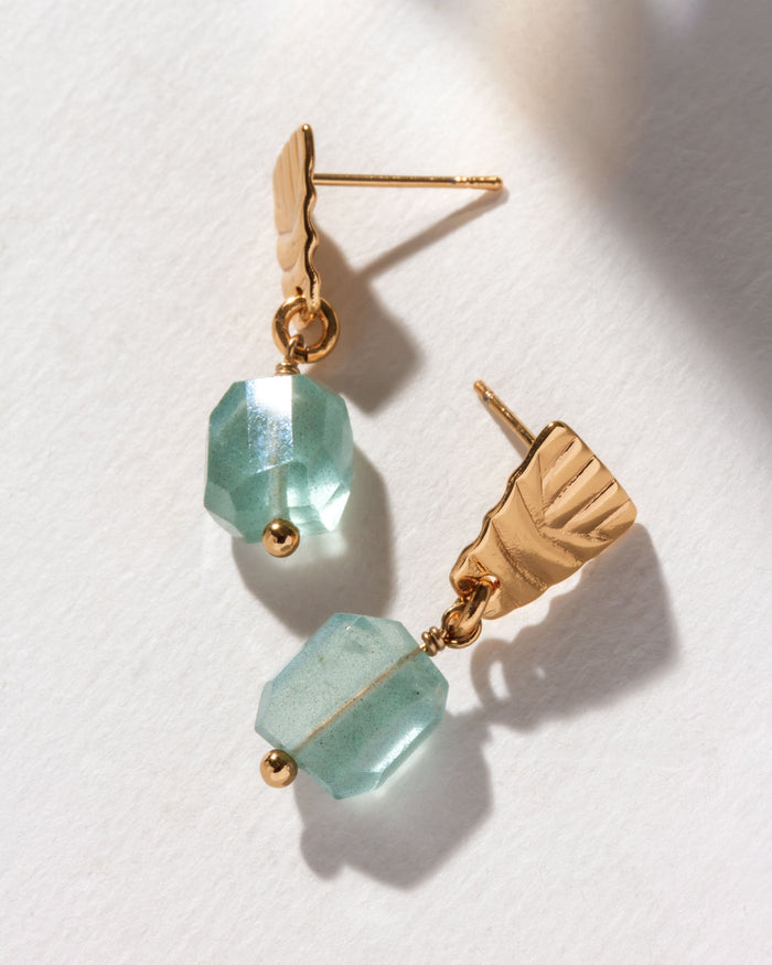 Luna Norte - Way To Shine! Gemstone Doorknocker Earrings - Aquamarine