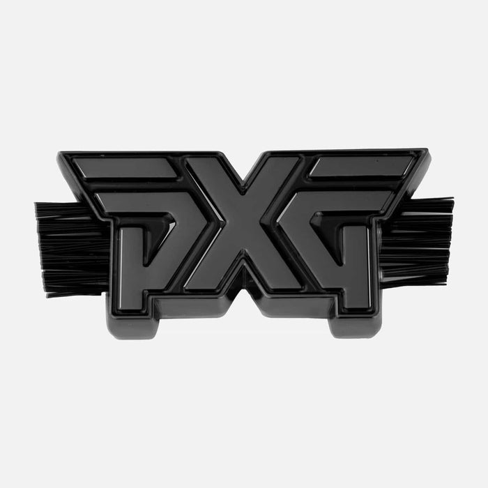 PXG black dual-sided wedge golf brush with black brushes on both ends of the PXG logo on a white background