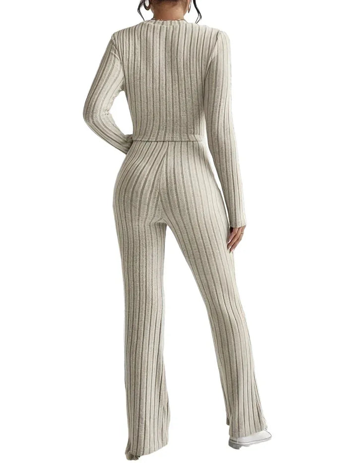 Stylish Apricot Short Top And Pants Set - Slim Fit Design for Contemporary Looks - Allen-Fitness