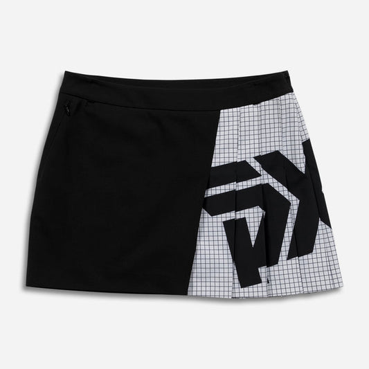 Women's Big Logo Pleated Skirt in Black, lay flat view