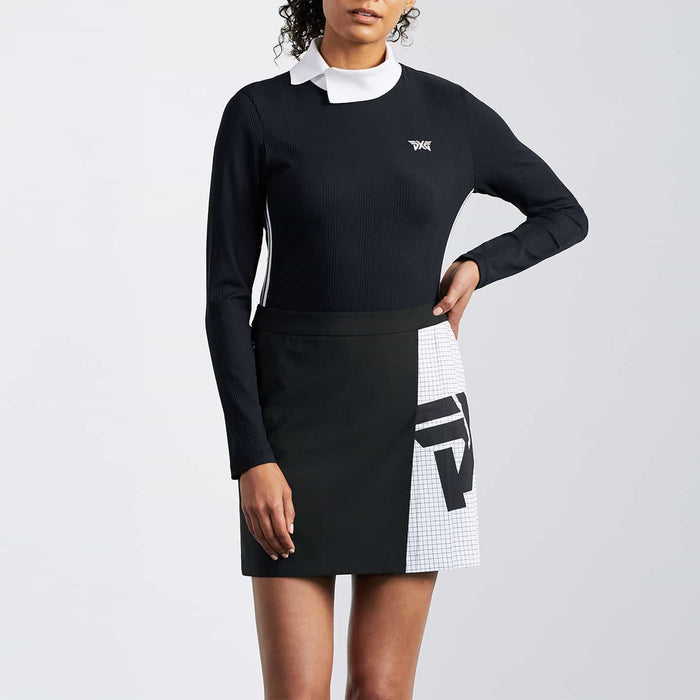 Women's Big Logo Pleated Skirt in Black, front view
