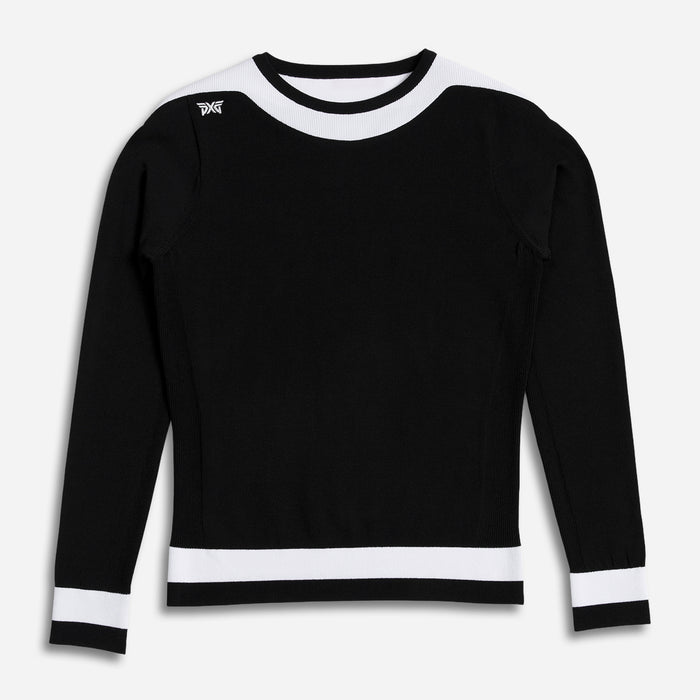 Women's Boat Neck Sweater in Black, lay flat view