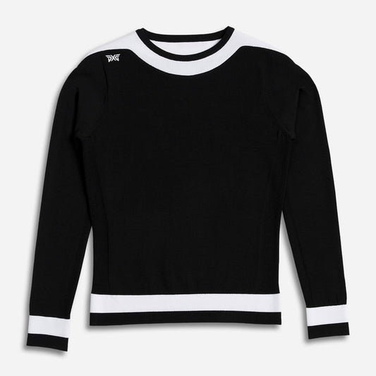 Women's Boat Neck Sweater in Black, lay flat view