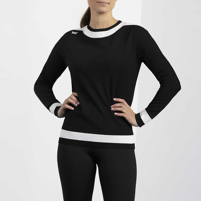 Women's Boat Neck Sweater in Black, front view