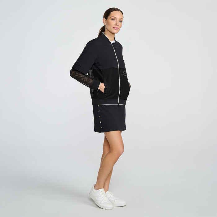 Women's Cosmic Double Layer Jacket in Black, alternate side view