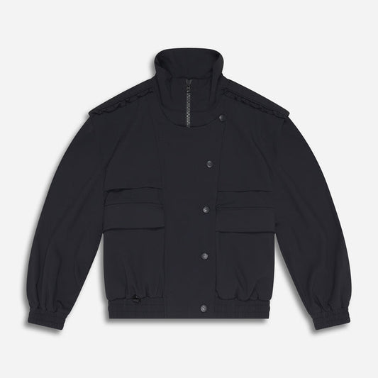 Women's Darling Metro Jacket in Black, lay flat front view