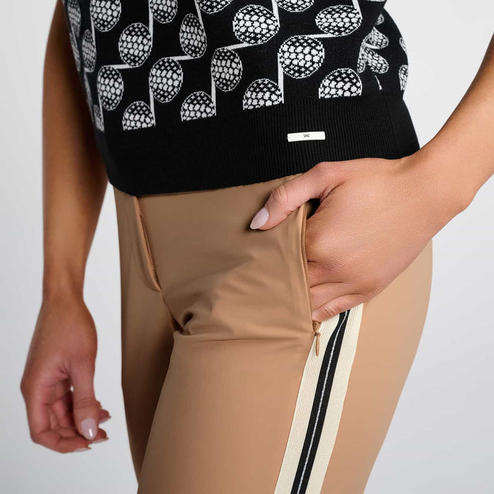 Women's Knitted Side Stripe Joggers in Stone Fruit, alternate side detail view