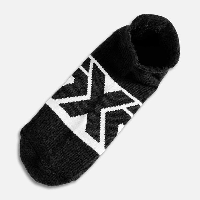 PXG women's black logo low cut socks with a white PXG logo on a white background