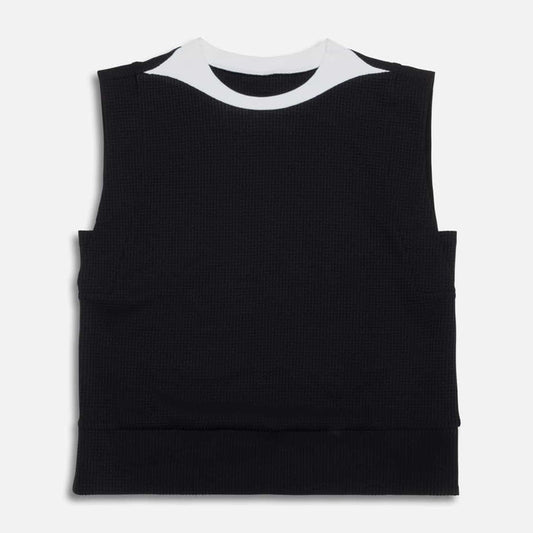 Women's On A Break Top in Black, flat lay