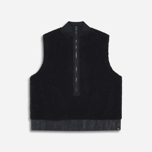 Women's Signorina Sherpa Vest in Black, lay flat front view