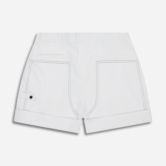 Women's Summer Stroll Golf Shorts in White, lay flat front view