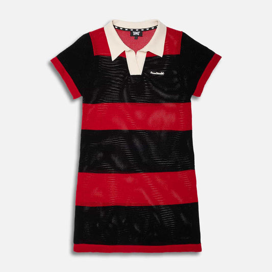 Women's Varsity Pointelle Tunic Dress in Multi, lay flat view