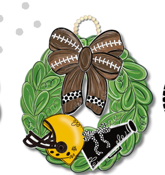 Yellow, Gold & Black Football Wreath Door Hanger