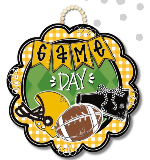 Yellow, Gold & Black Game Day Door Hanger