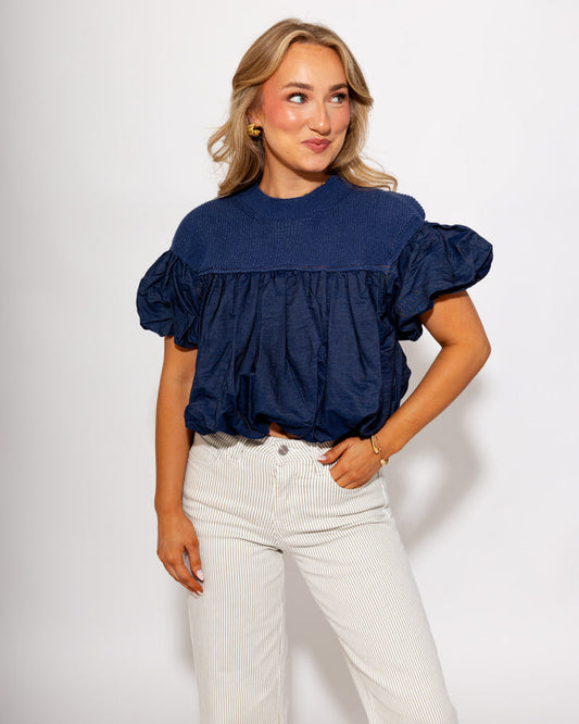 Yoke Bubble Sleeve Top