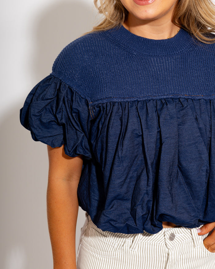 Yoke Bubble Sleeve Top